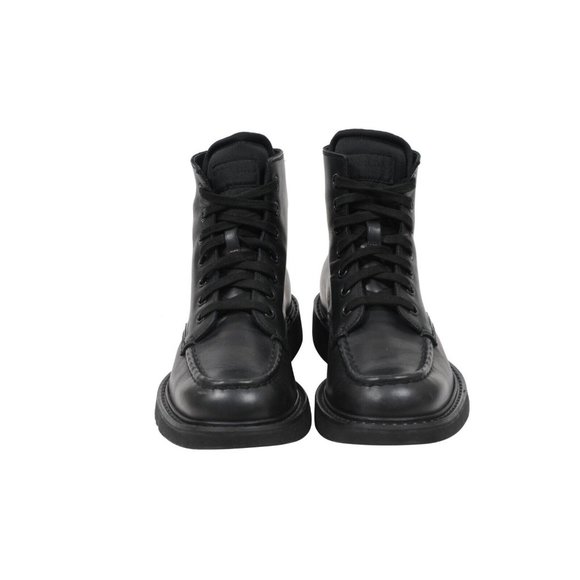 Prada Mens Combat Half Boots US8.5 UK7.5 Black Leather Square Toe Lace Up - Picture 2 of 11